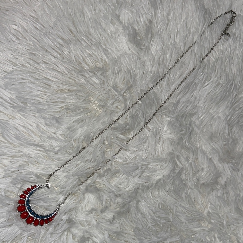 Elegant Silver and Red Necklace